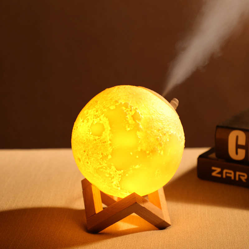 Φωτιστικό Moon Light & Υγραντήρας 15cm με 3 Χρωματισμούς LED Αφής - Led Light Humidifier
